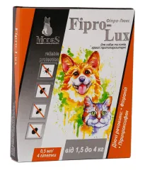 Краплі ModeS Фіпро-Люкс протипаразитарні для собак та котів 1.5-4 кг, 4 шт*0.5 мл
