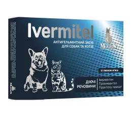 Антигельмінтний засіб ModeS Ivermitel для собак та котів зі смаком м’яса 30 таблеток